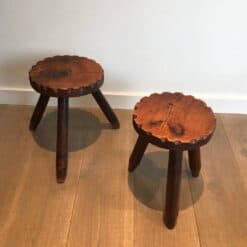 Alternative view of French Brutalist Pine Stools