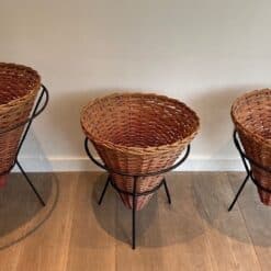 French Mid-Century Rattan Planters - View One - Styylish