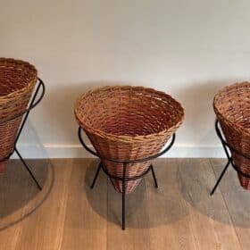 French Mid-Century Rattan Planters