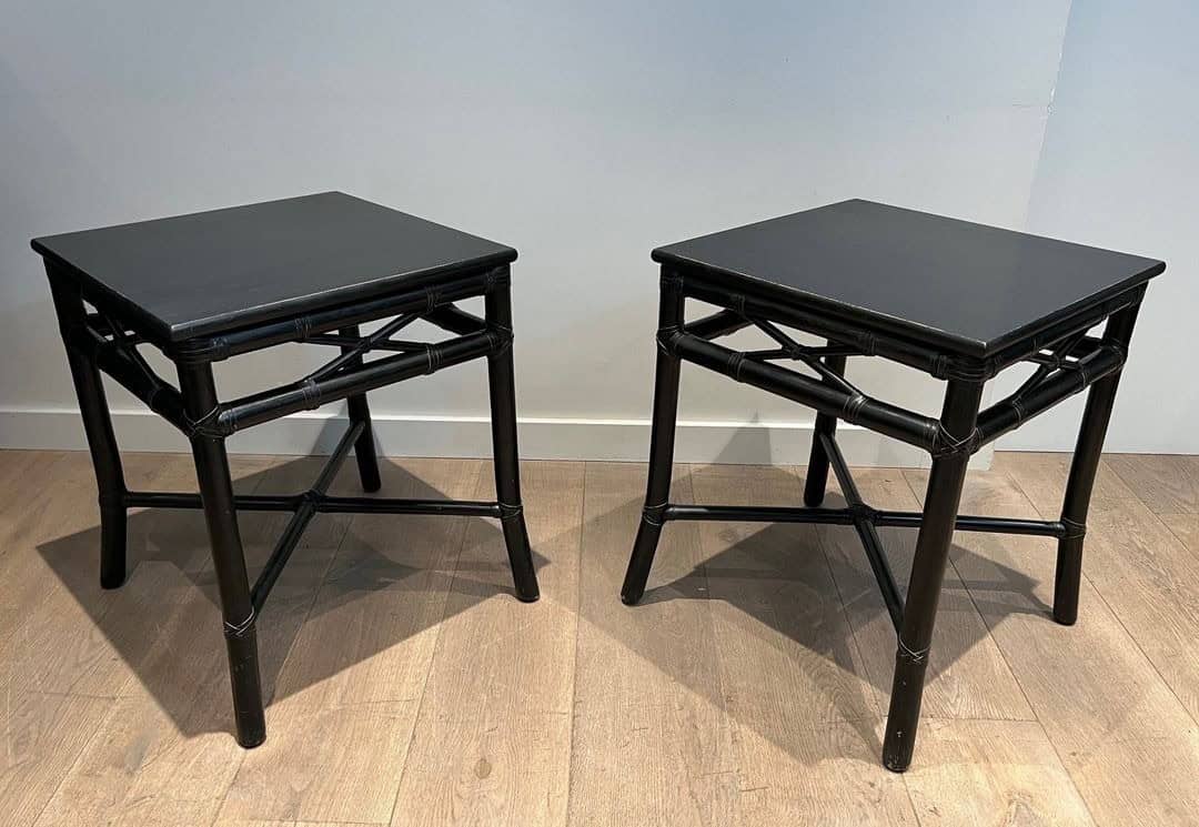 Pair of Faux Bamboo Side Tables by Gasparucci Italo, Italy, circa 1970 - Image 2