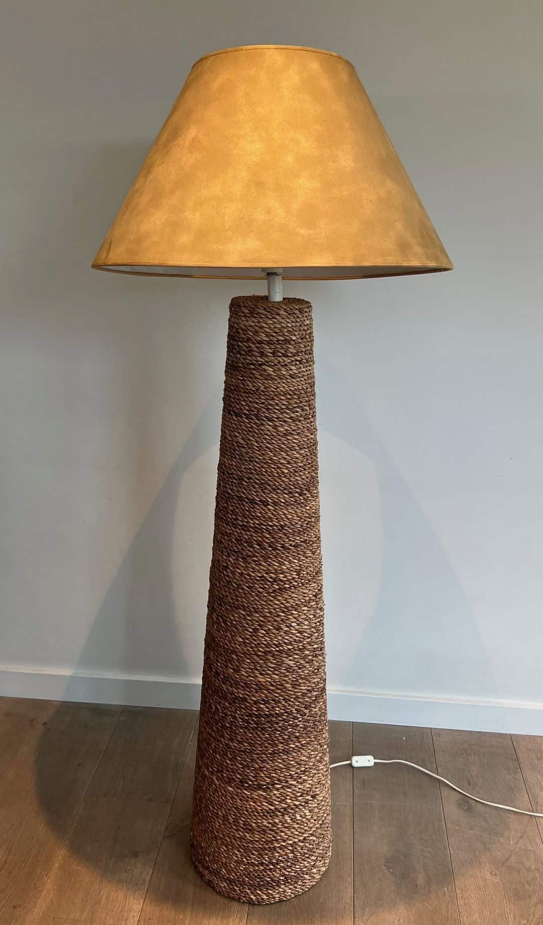 Audoux-Minet Style Rope Floor Lamp - Front View - Styylish