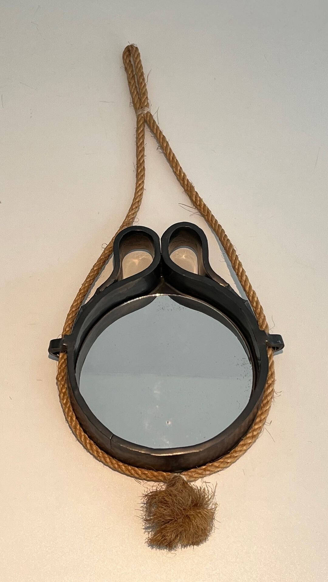 French Black Ceramic Hanging Mirror - Front View - Styylish