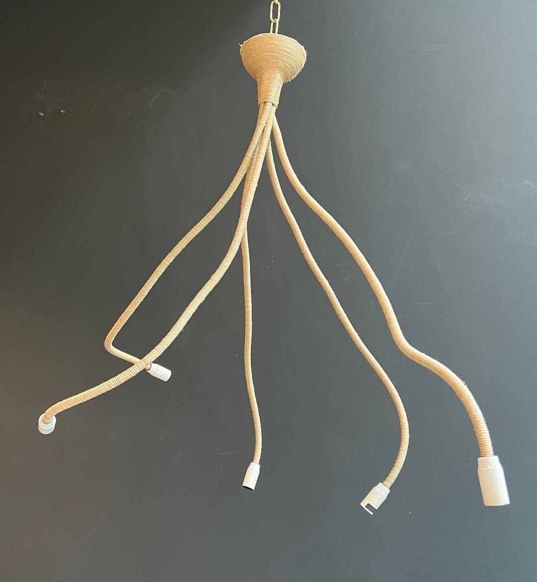 French 1970s Natural Rope Chandelier - Front View - Styylish