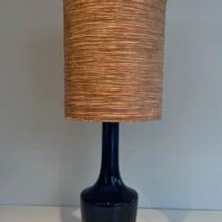 Mid-Century Blue Blown Glass Table Lamp - Front View - Styylish