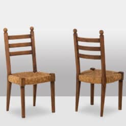 Set of 8 Vintage Oak and Straw-Seated Chairs - View of Pair - Styylish