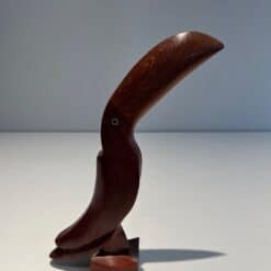 French 1970s Carved Hardwood Toucan Sculpture - Side View - Styylish
