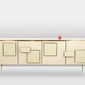 Italian Opal Glass and Gilded Bronze Sideboard