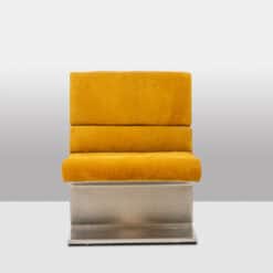 Alternative view of Paul Geoffroy for Uginox, Pair of brushed steel armchairs. 1970s.