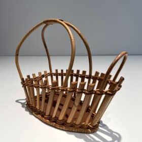 French 1970s Rattan Bottle Holder