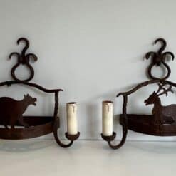 Alternative view of Pair of French 1950s Wrought Iron Animal Wall Lights