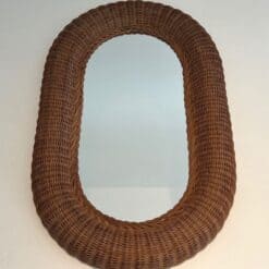 Alternative view of French Mid-Century Oval Rattan Mirror