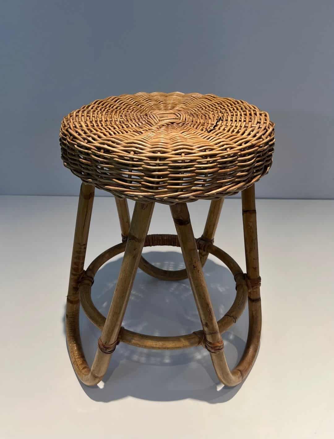 Franco Albini Style Rattan Stool - Image 2