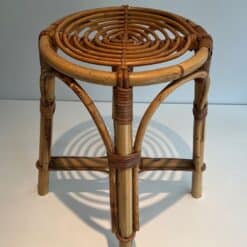 Alternative view of French 1940s–1950s Rattan Drum Stool