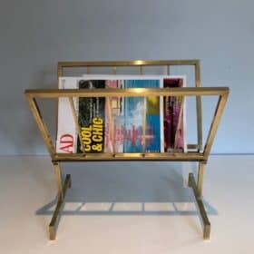 French 1970s Brass Magazine Rack