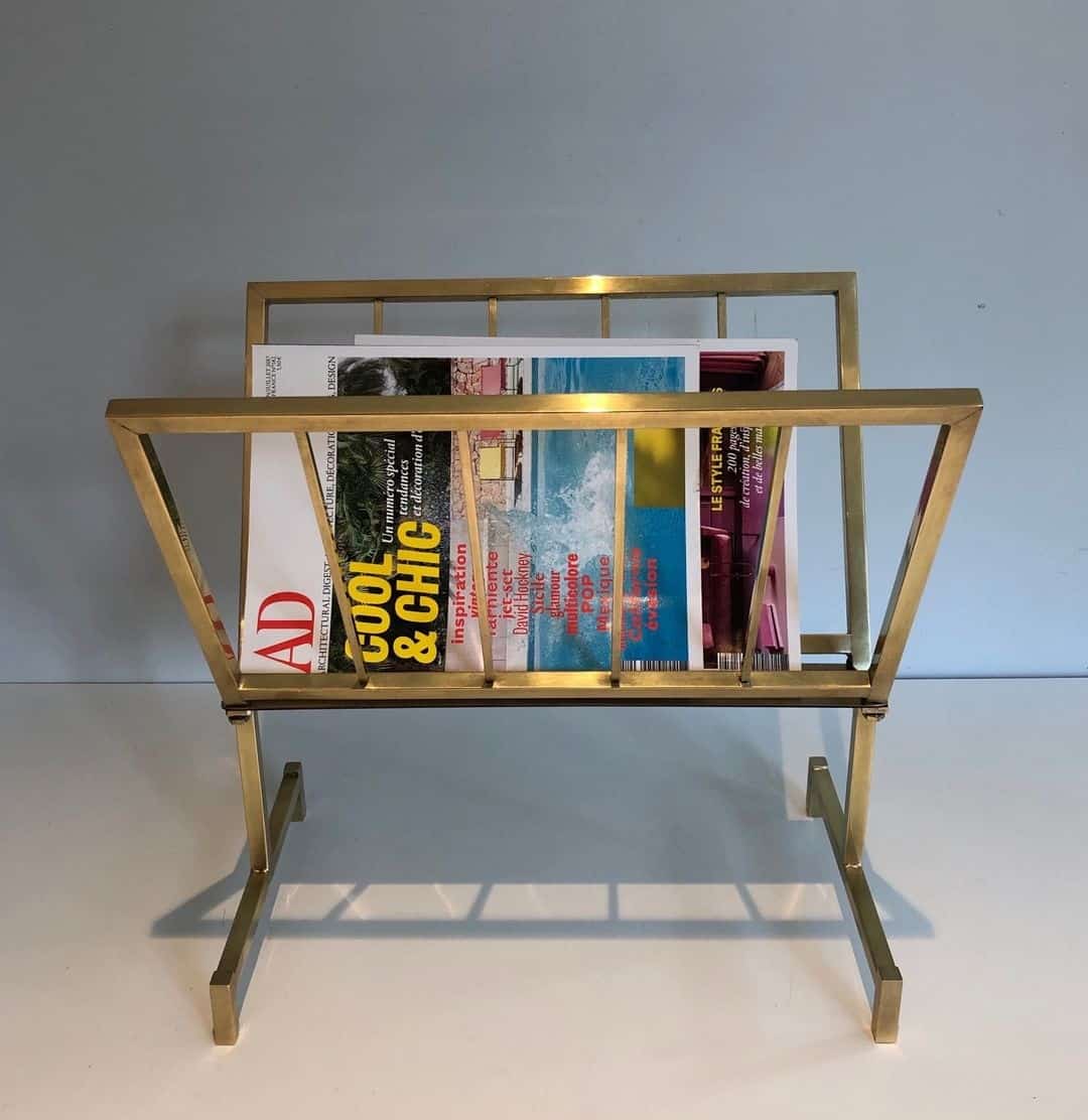 French 1970s Brass Magazine Rack - Image 2