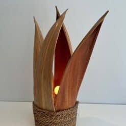 French 1970s Rattan Palm Tree Lamp - Image 2