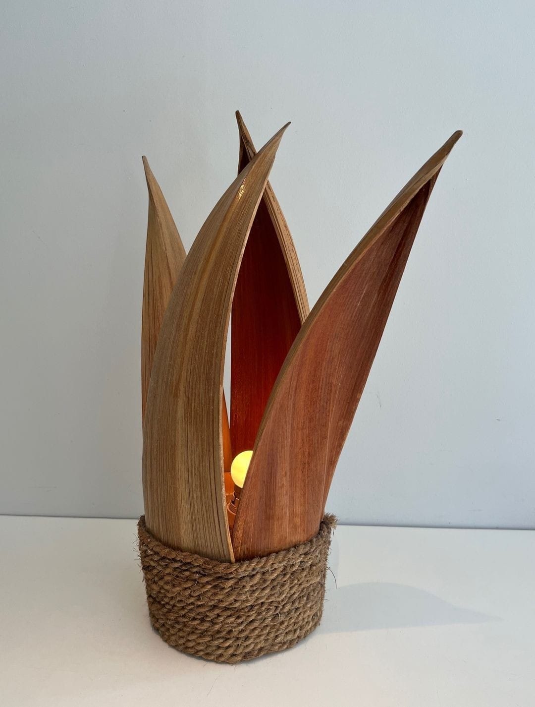 French 1970s Rattan Palm Tree Lamp - Image 2