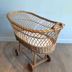 Alternative view of French 1940s Vintage Rattan Baby Cradle