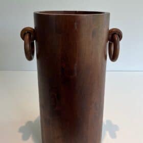 Post-Liberation French Brutalist Wooden Umbrella Stand