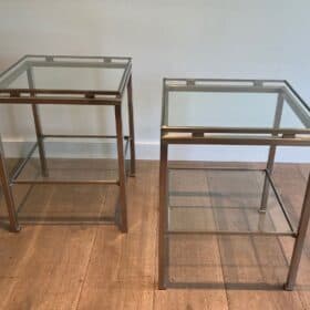 Pair of Guy Lefèvre Side Tables for Maison Jansen, France, 1970s