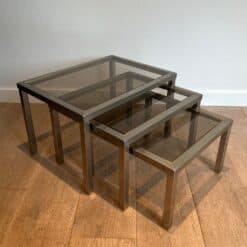 Alternative view of Guy Lefèvre Style Smoked Glass Nesting Tables
