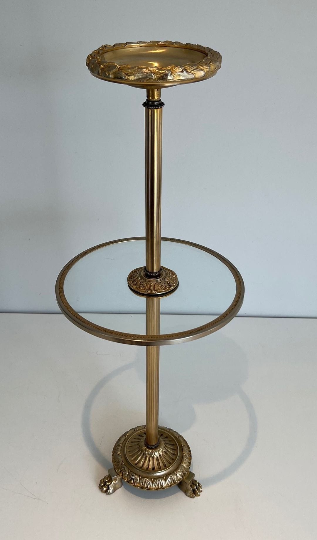 Maison Baguès Gilt Brass and Glass Standing Ashtray - Image 2
