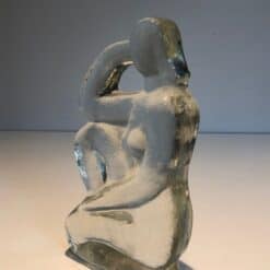 French Art Deco Style Clear Glass Female Nude Sculpture - Angled View - Styylish