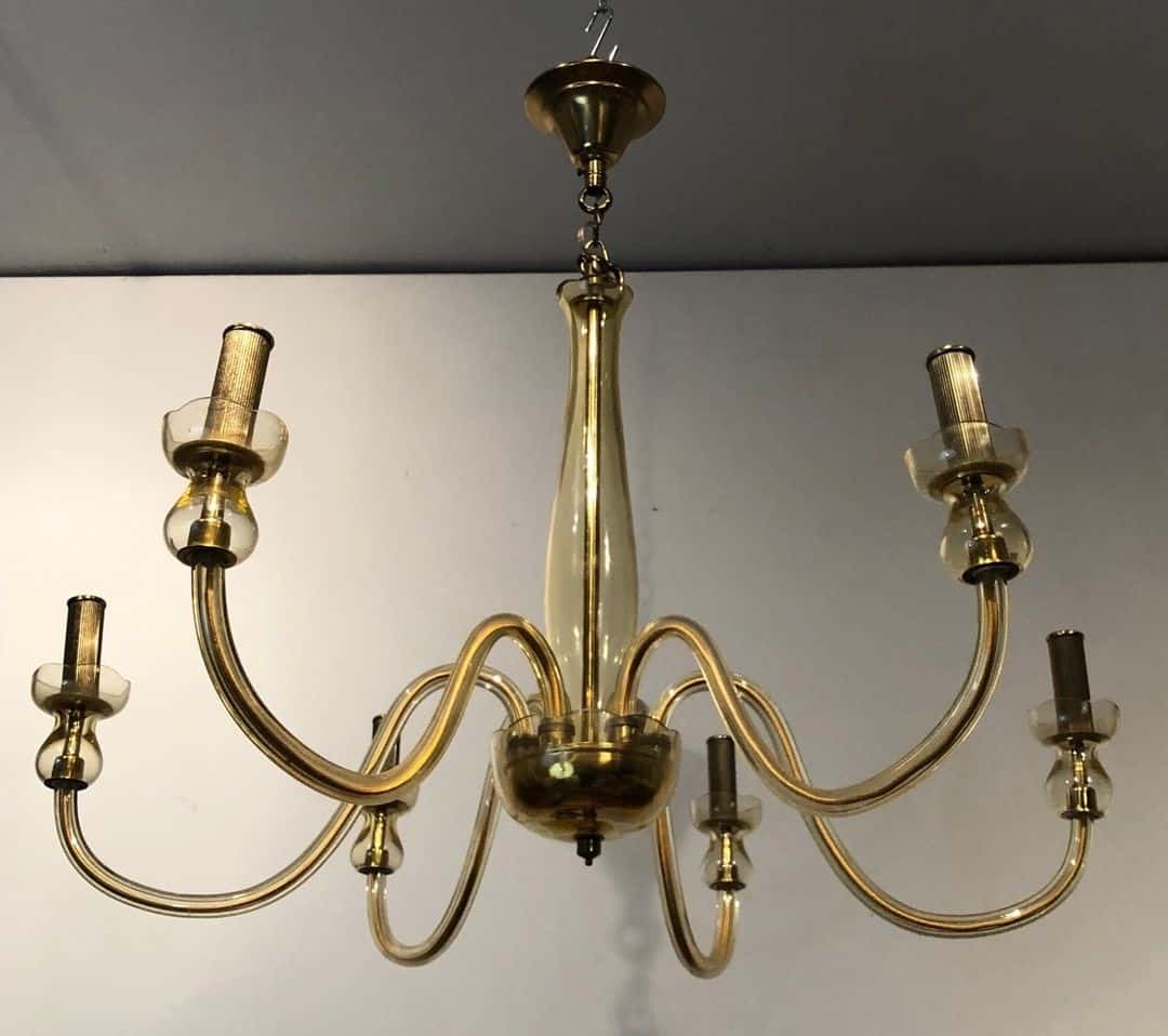 Pair of 1970s Murano Champagne Glass Chandeliers - Image 2