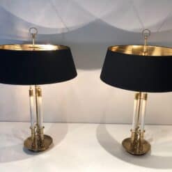 Alternative view of Pair of French Adjustable Table Lamps, Brass White Lacquer, Circa 1940