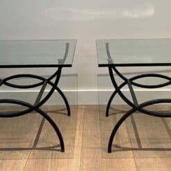 Alternative view of French Mid-Century Black Iron and Glass Side Tables