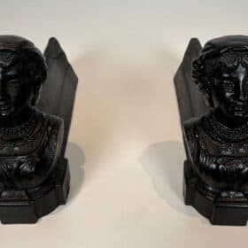 French Figural Cast Iron Andirons