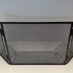 Blackened Steel Three-Panel Fireplace Screen - Front View - Styylish