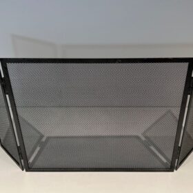 Blackened Steel Three-Panel Fireplace Screen