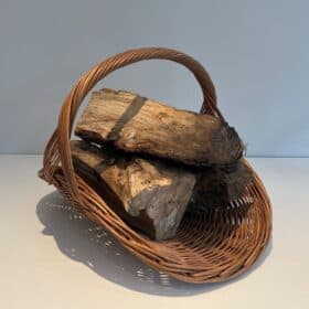 French Rattan Wicker Log Basket
