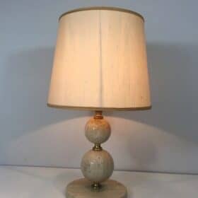 Travertine and Brass Table Lamp, Italy, Circa 1970