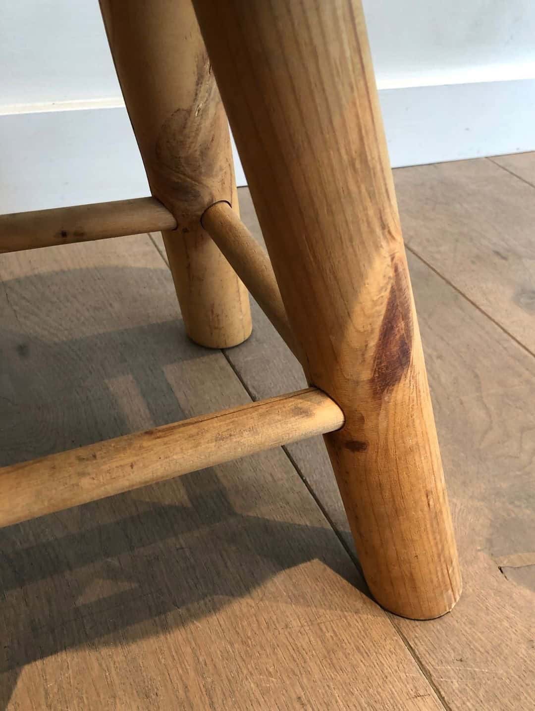 Pair of Solid Pine Stools, French Work, circa 1970 - Image 11