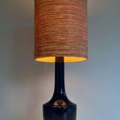 Mid-Century Blue Blown Glass Table Lamp - Wide View from Below - Styylish