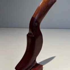 French 1970s Carved Hardwood Toucan Sculpture - Angled Back View Two - Styylish