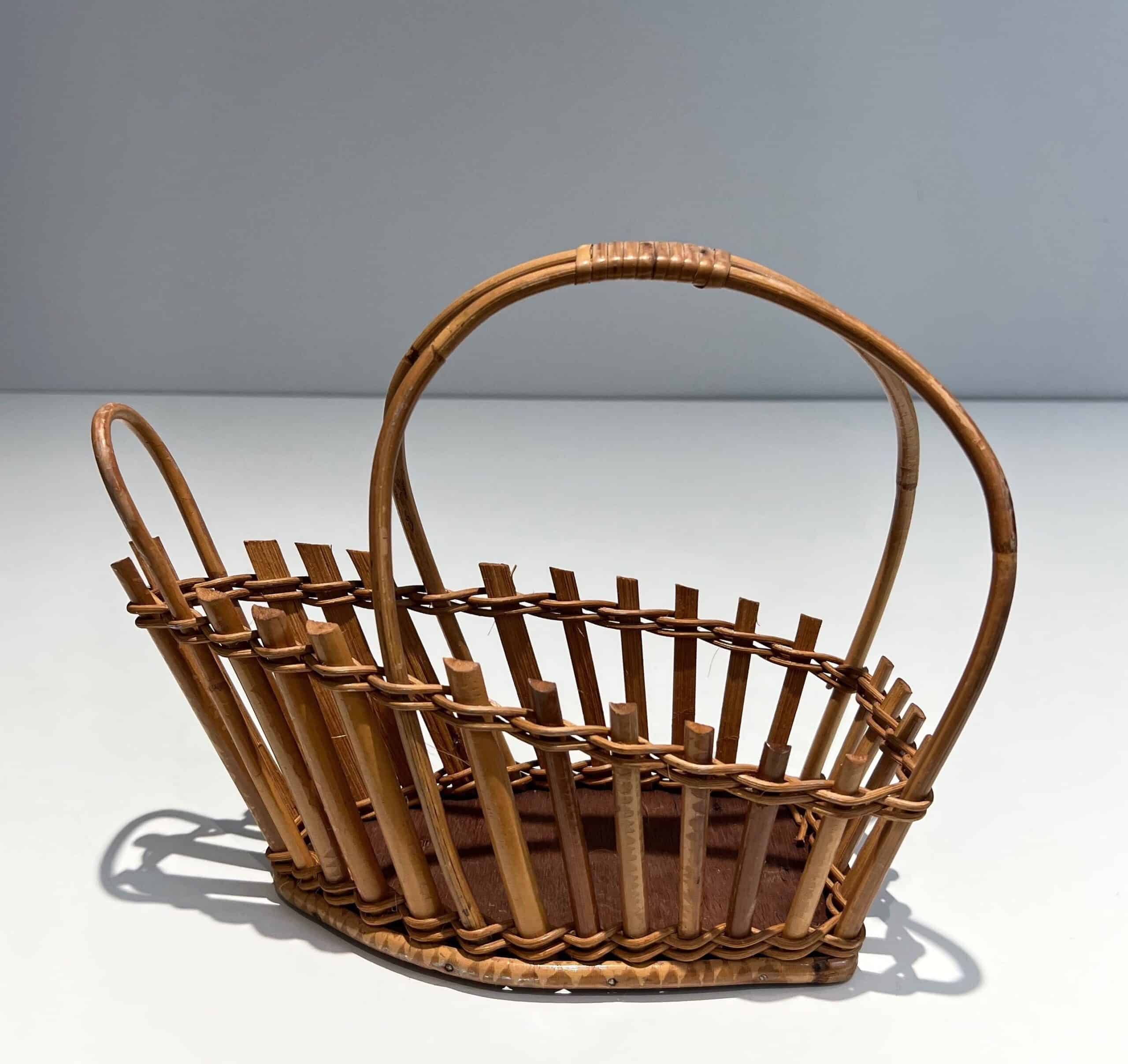 French 1970s Rattan Bottle Holder - Side Detail Two - Styylish