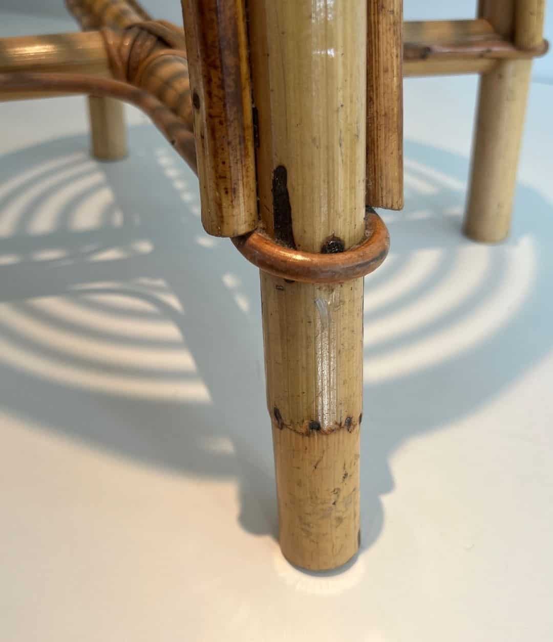 French 1940s–1950s Rattan Drum Stool - Image 11