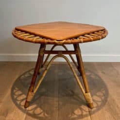 French Mid-Century Trampoline Rattan Coffee Table - Image 11