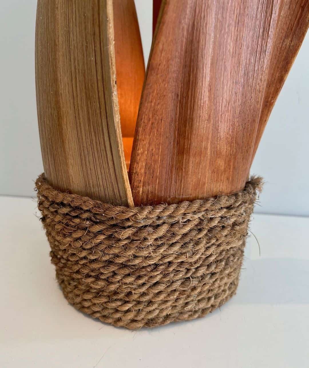 French 1970s Rattan Palm Tree Lamp - Image 11