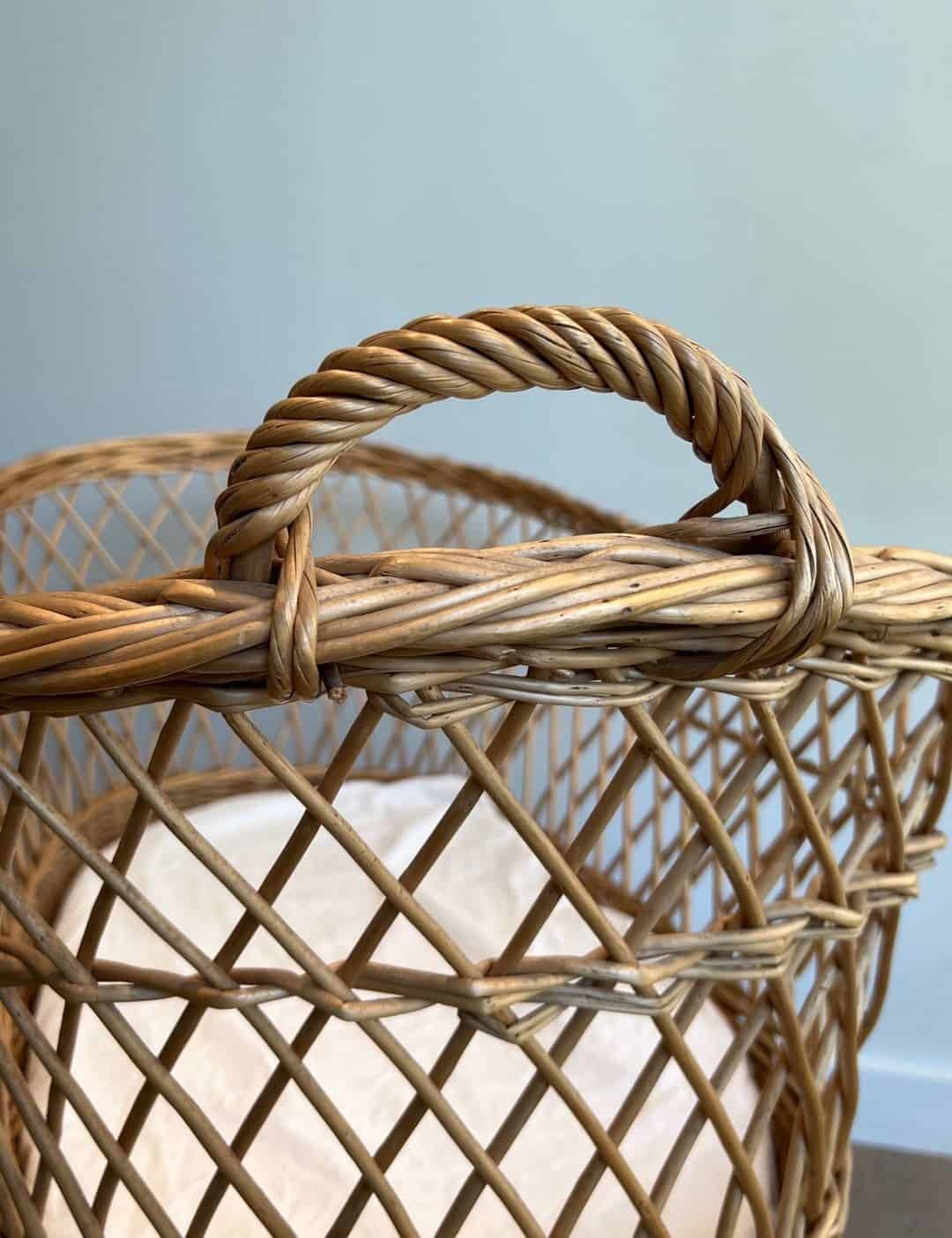 French 1940s Vintage Rattan Baby Cradle - Image 11