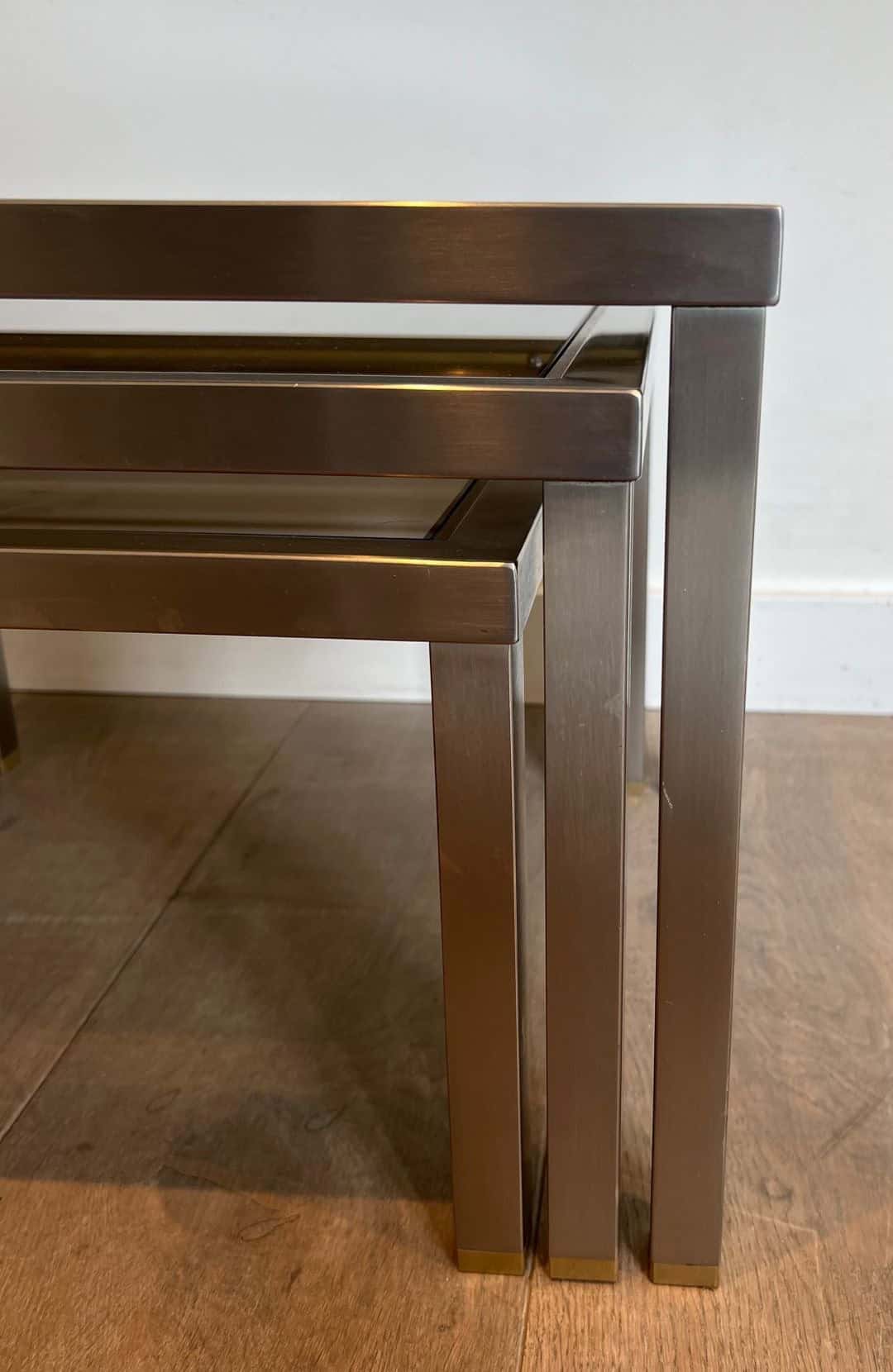 Guy Lefèvre Style Smoked Glass Nesting Tables - Image 11
