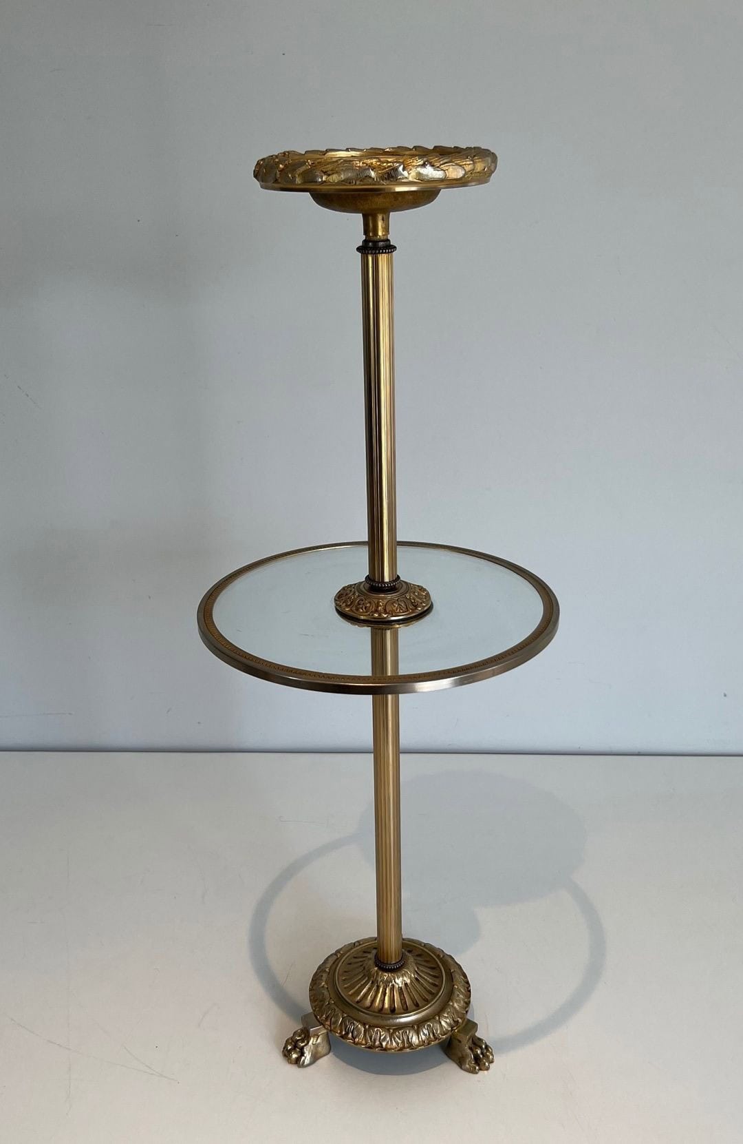 Maison Baguès Gilt Brass and Glass Standing Ashtray - Image 11