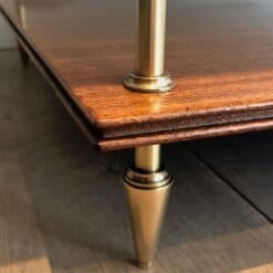 Maison Jansen Mahogany and Brass Three-Tier Side Tables - Base Detail - Styylish