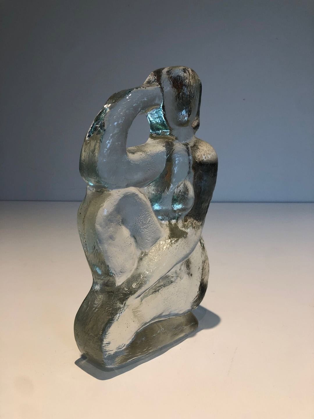 French Art Deco Style Clear Glass Female Nude Sculpture - Angled View Four - Styylish