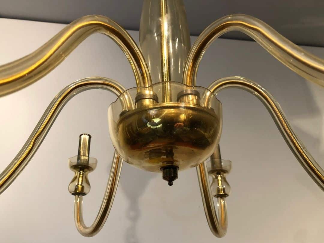 Pair of 1970s Murano Champagne Glass Chandeliers - Image 11