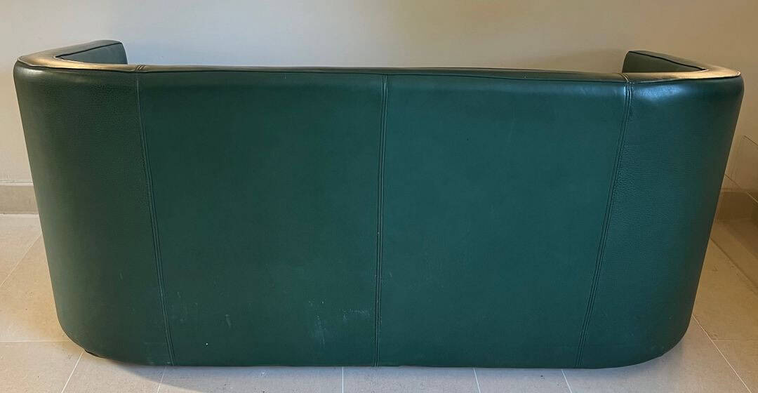 French Art Deco Revival Dark Green Leather Sofa - Image 11