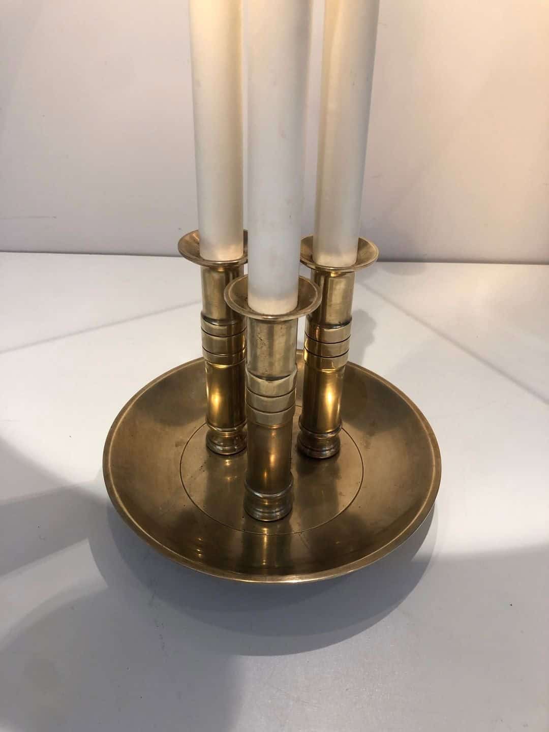 Pair of French Adjustable Table Lamps, Brass White Lacquer, Circa 1940 - Image 11